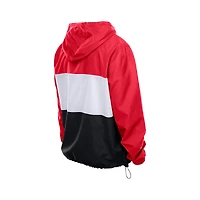 Men's New Era Scarlet San Francisco 49ers Ripstop Quarter-Zip Hooded Windbreaker