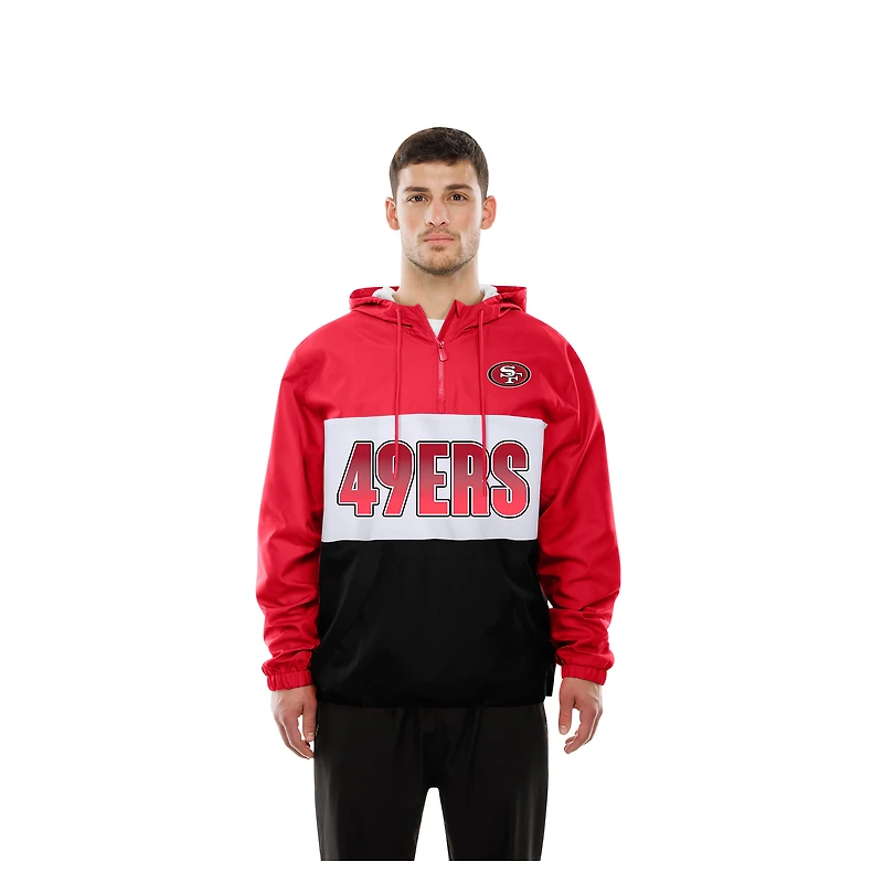 Coupe-vent à capuche zippé quart de tour New Era Scarlet San Francisco 49ers pour homme