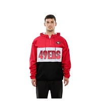 Coupe-vent à capuche zippé quart de tour New Era Scarlet San Francisco 49ers pour homme