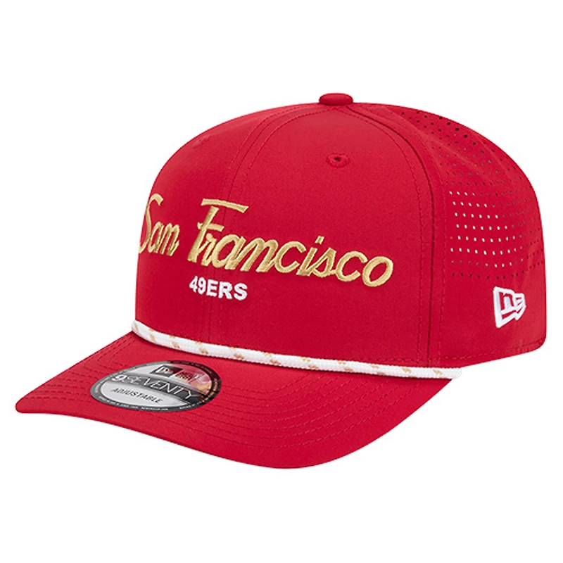 Men's New Era Scarlet San Francisco 49ers Script 9SEVENTY Adjustable Hat