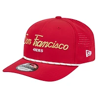 Men's New Era Scarlet San Francisco 49ers Script 9SEVENTY Adjustable Hat