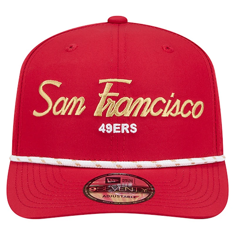 Men's New Era Scarlet San Francisco 49ers Script 9SEVENTY Adjustable Hat