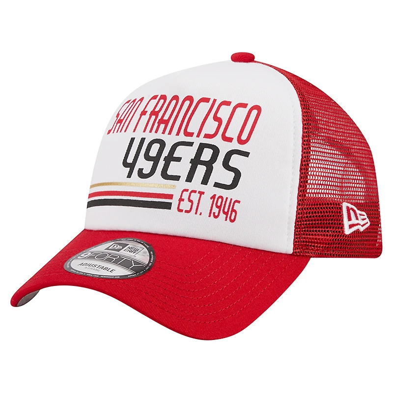 Casquette réglable 9FORTY Stacked A-Frame Trucker 9FORTY Scarlet San Francisco 49ers New Era pour hommes
