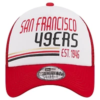 Men's New Era Scarlet San Francisco 49ers Stacked A-Frame Trucker 9FORTY Adjustable Hat