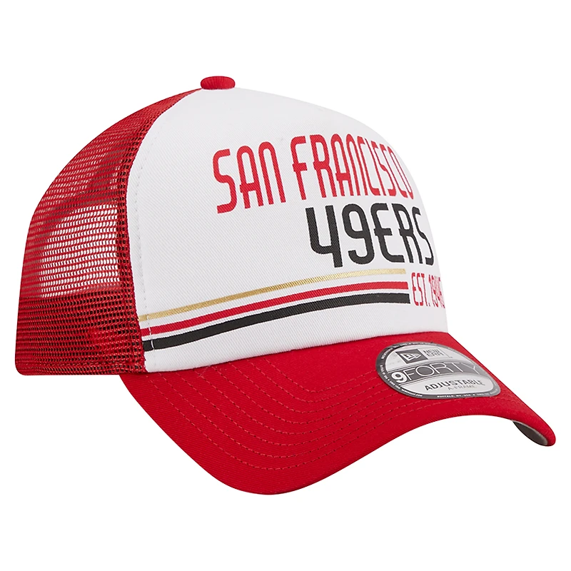Casquette réglable 9FORTY Stacked A-Frame Trucker 9FORTY Scarlet San Francisco 49ers New Era pour hommes