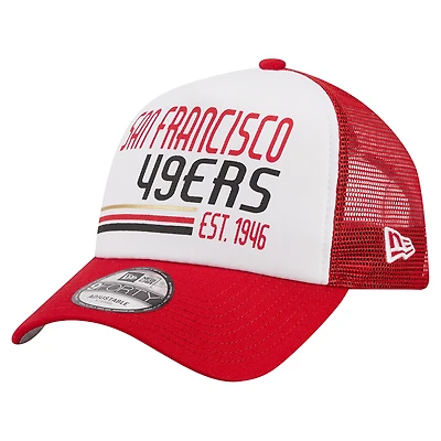 Casquette réglable 9FORTY Stacked A-Frame Trucker 9FORTY Scarlet San Francisco 49ers New Era pour hommes