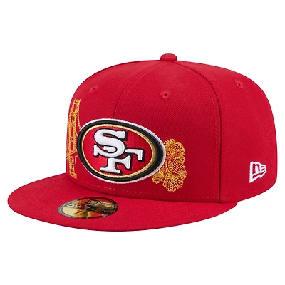 Casquette ajustée New Era Scarlet 59FIFTY pour homme, motif State Stitch des 49ers de San Francisco