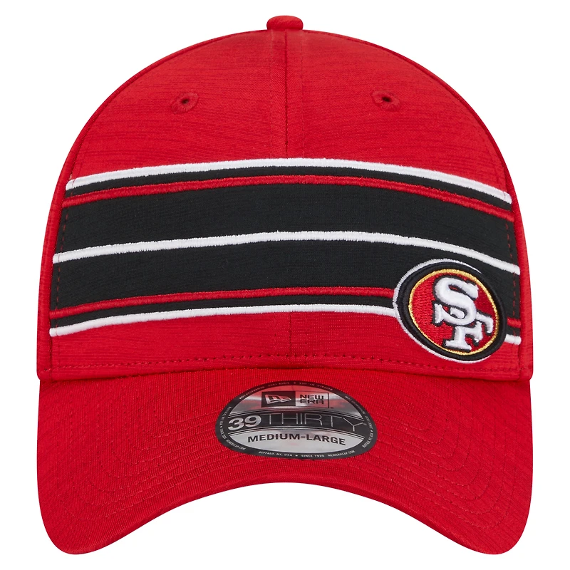 Casquette New Era 39THIRTY Flex à rayures écarlates des San Francisco 49ers pour homme