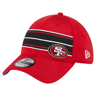 Casquette New Era 39THIRTY Flex à rayures écarlates des San Francisco 49ers pour homme