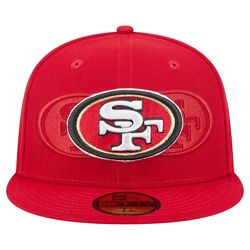 Men's New Era Scarlet San Francisco 49ers Tri-Hit 59FIFTY Fitted Hat