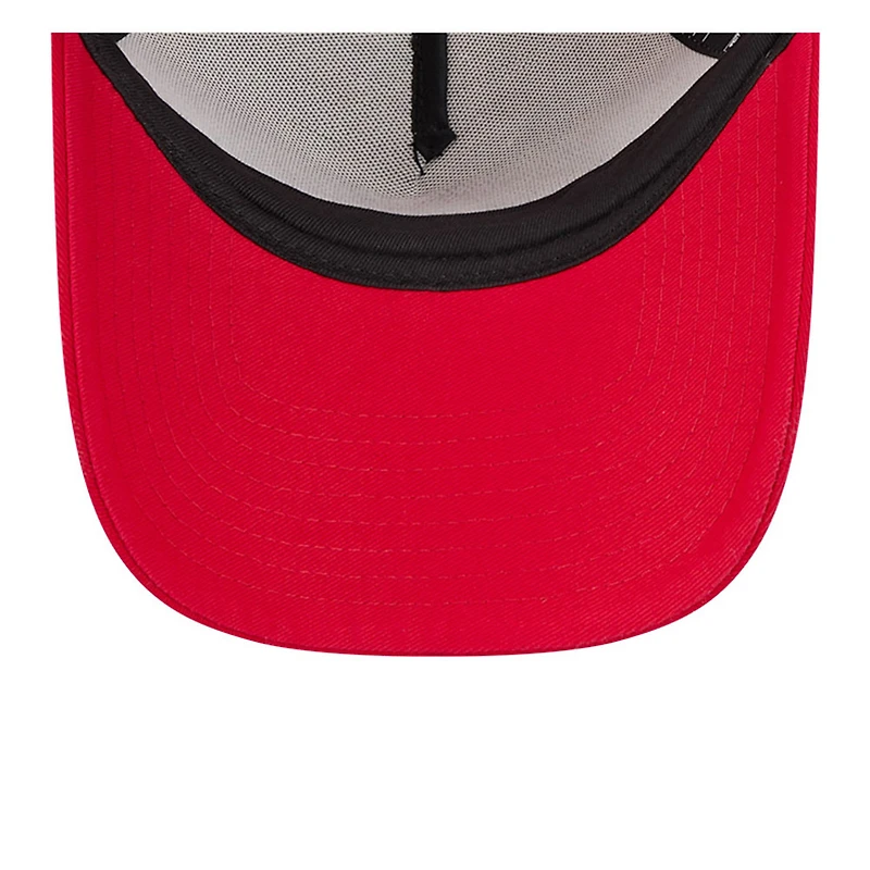 Men's New Era Stone/Scarlet San Francisco 49ers 2024 NFL Sideline Historic 9FORTY A-Frame Trucker Adjustable Hat