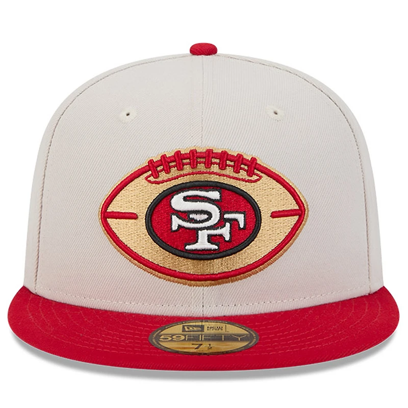 Casquette ajustée New Era Stone/Scarlet San Francisco 49ers 2024 Sideline Historic 59FIFTY pour hommes