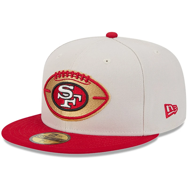 Casquette ajustée New Era Stone/Scarlet San Francisco 49ers 2024 Sideline Historic 59FIFTY pour hommes