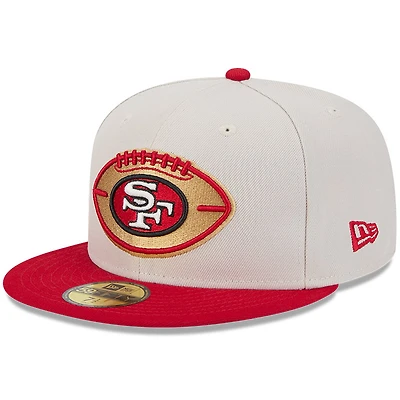 Casquette ajustée New Era Stone/Scarlet San Francisco 49ers 2024 Sideline Historic 59FIFTY pour hommes