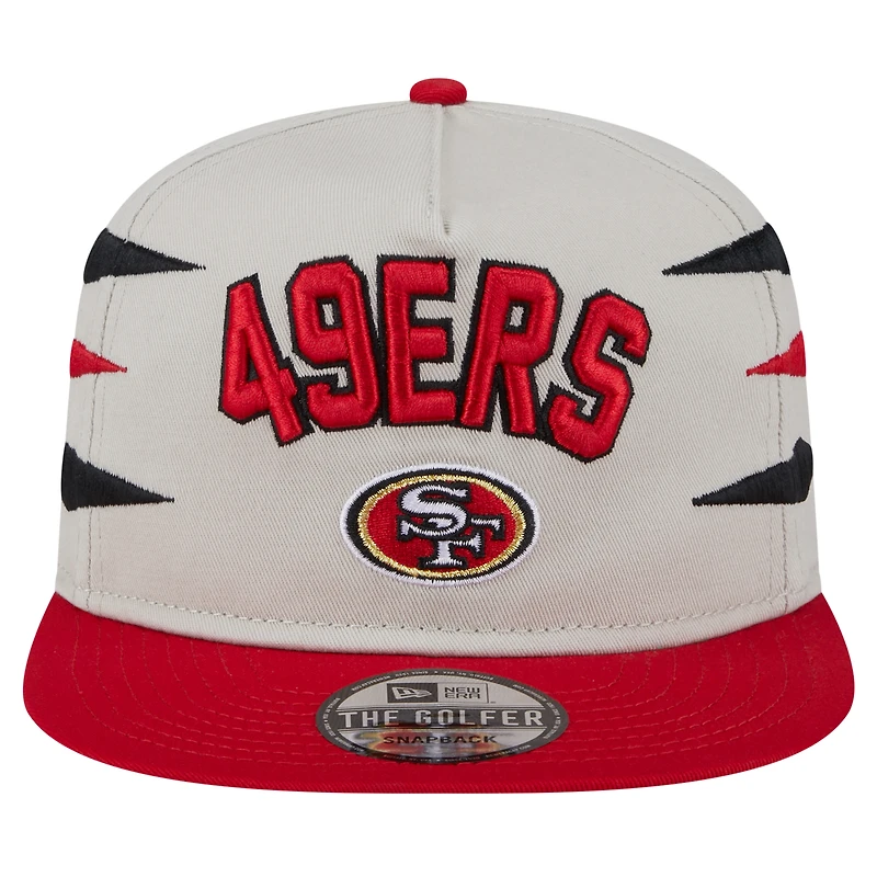 Casquette de golf athlétique à visière snapback New Era Stone/Scarlet pour homme des 49ers de San Francisco