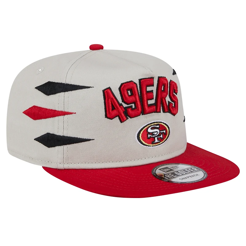 Casquette de golf athlétique à visière snapback New Era Stone/Scarlet pour homme des 49ers de San Francisco