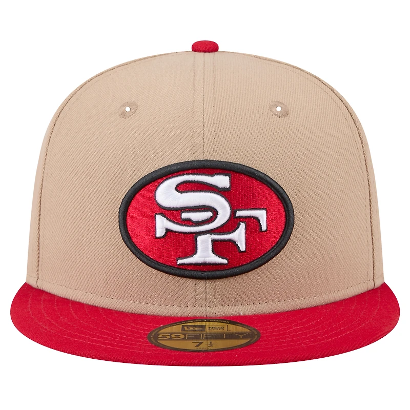 Men's New Era Tan San Francisco 49ers Throwback Logo Main 59FIFTY Fitted Hat