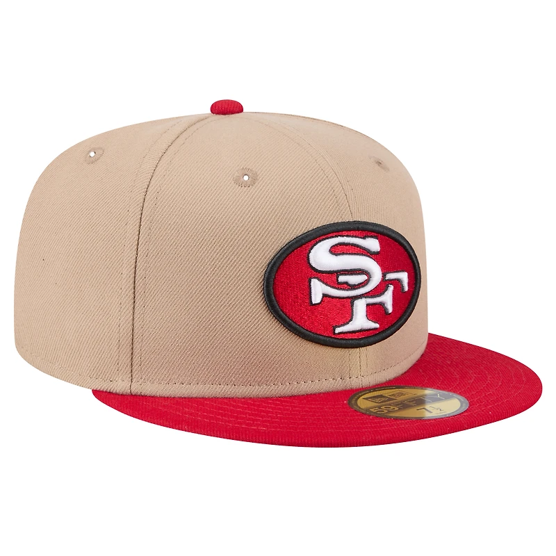 Men's New Era Tan San Francisco 49ers Throwback Logo Main 59FIFTY Fitted Hat