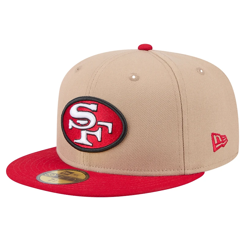 Men's New Era Tan San Francisco 49ers Throwback Logo Main 59FIFTY Fitted Hat
