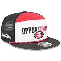 Casquette snapback New Era 9FIFTY blanche et noire pour homme, San Francisco 49ers 2025 Inspire Change Split Panel.