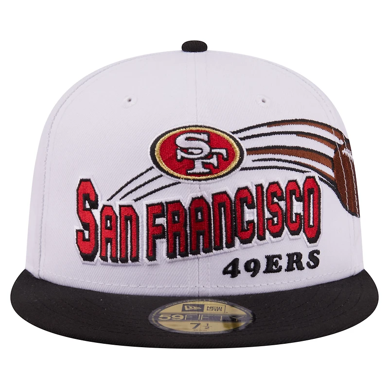 Men's New Era White/Black San Francisco 49ers Retro Swoop 59FIFTY Fitted Hat
