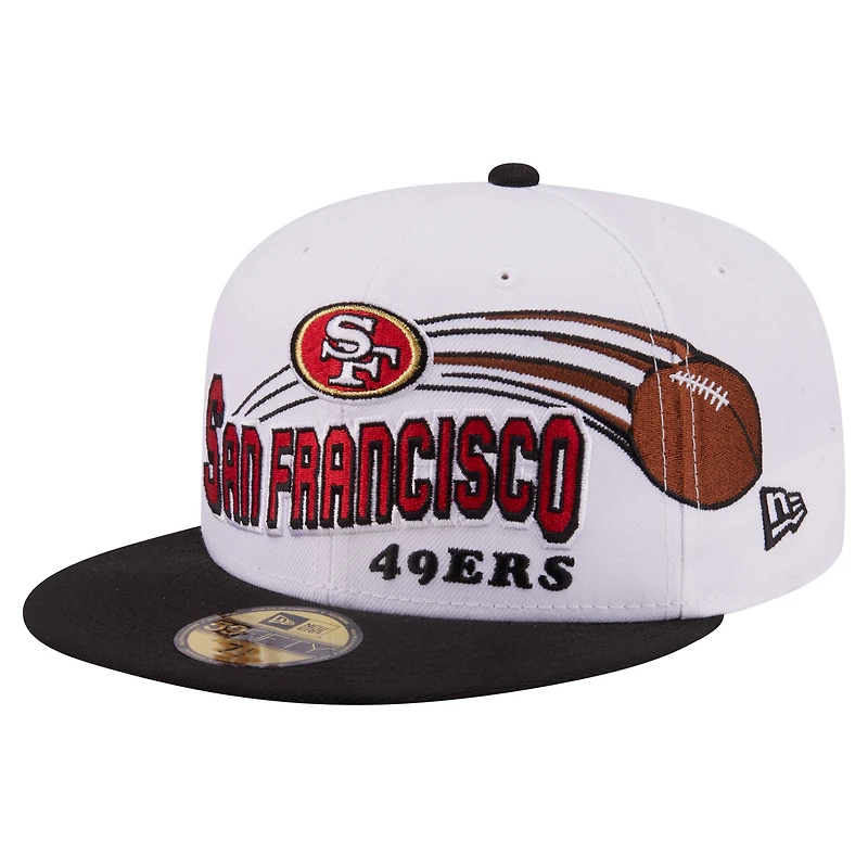 Men's New Era White/Black San Francisco 49ers Retro Swoop 59FIFTY Fitted Hat
