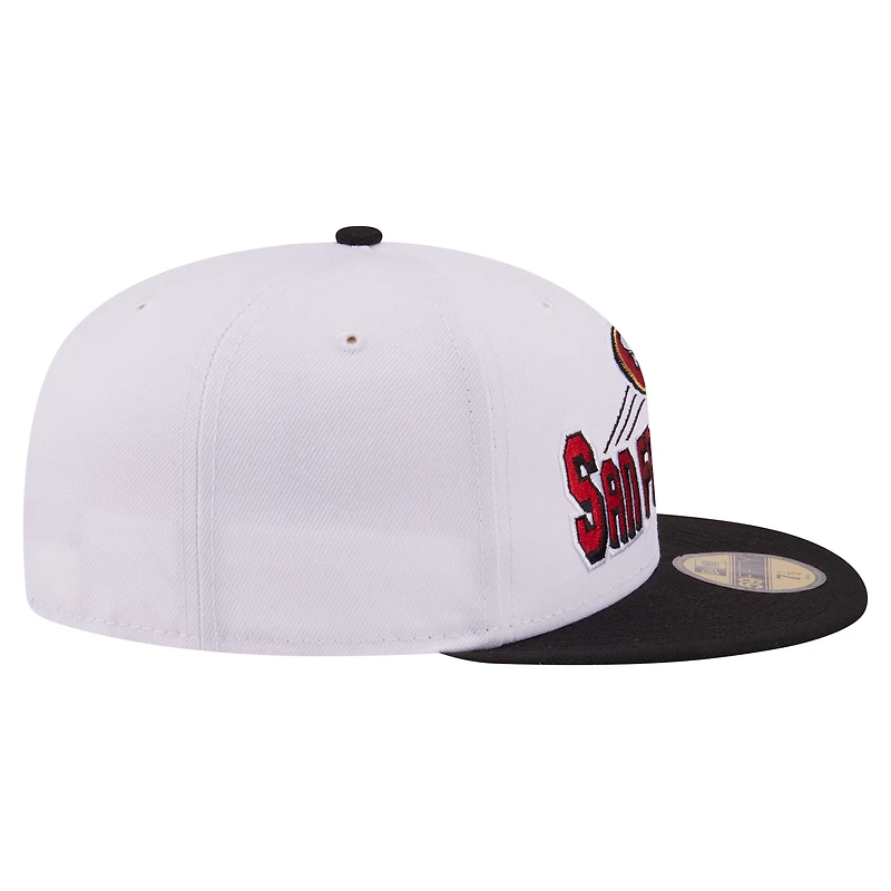 Men's New Era White/Black San Francisco 49ers Retro Swoop 59FIFTY Fitted Hat