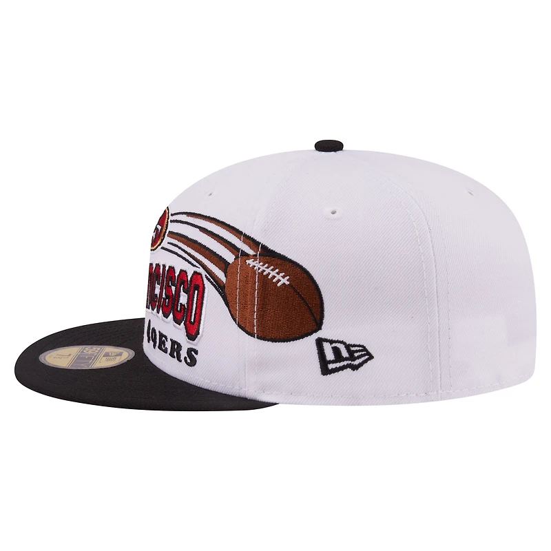 Men's New Era White/Black San Francisco 49ers Retro Swoop 59FIFTY Fitted Hat