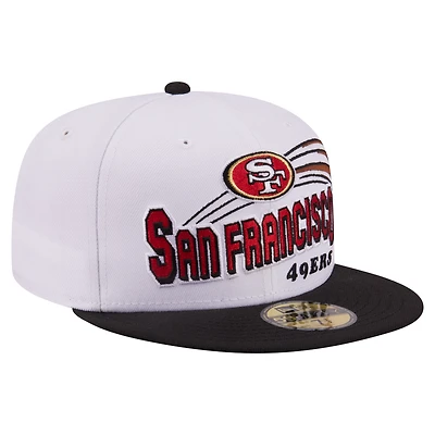Men's New Era White/Black San Francisco 49ers Retro Swoop 59FIFTY Fitted Hat