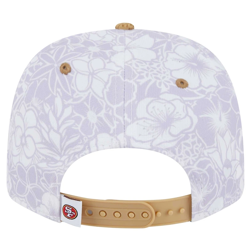Casquette extensible à boutons-pression New Era blanche/dorée San Francisco 49ers AAPI Apex Collection Floral 9SEVENTY pour homme