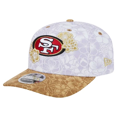 Casquette extensible à boutons-pression New Era blanche/dorée San Francisco 49ers AAPI Apex Collection Floral 9SEVENTY pour homme