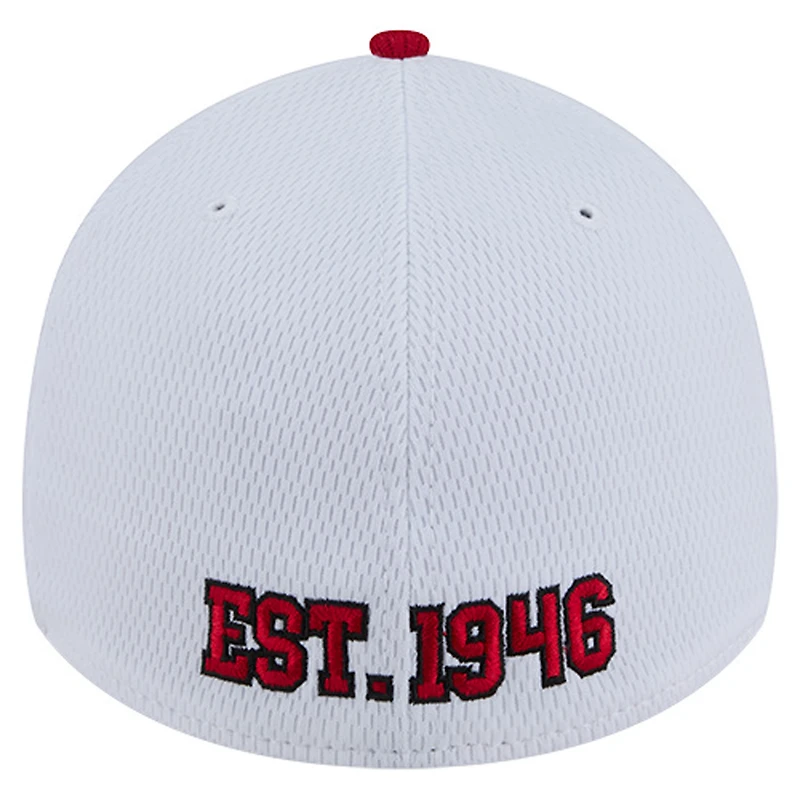Men's New Era White/Scarlet San Francisco 49ers Dashmark Rays 39THIRTY Flex Hat