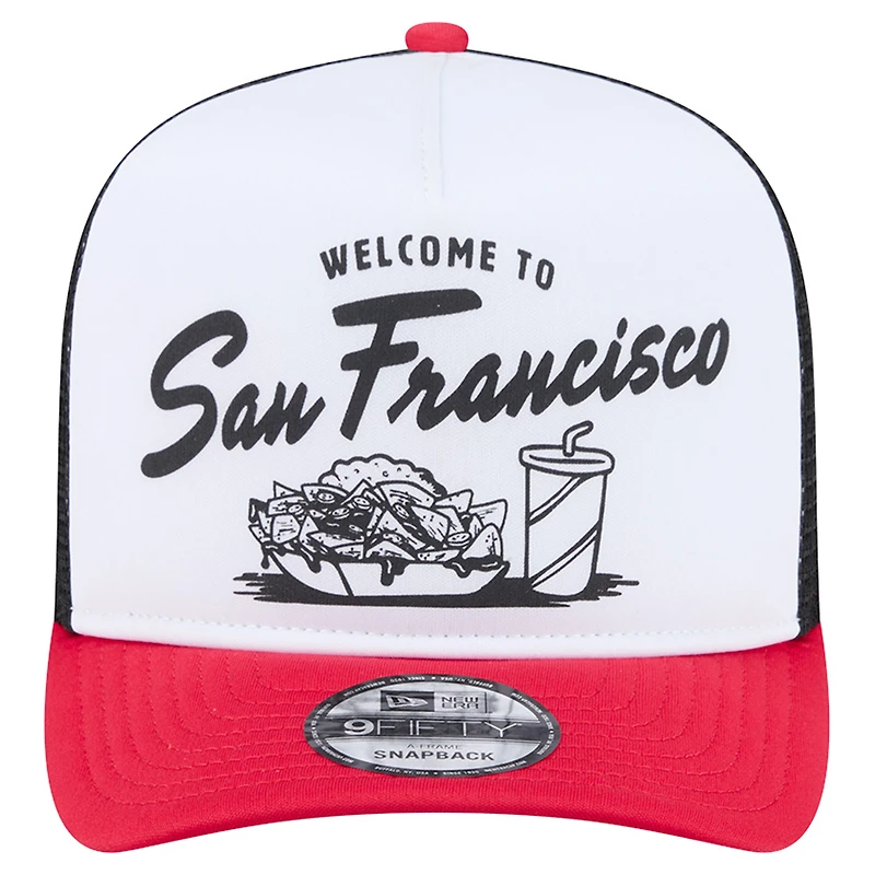 Men's New Era White/Scarlet San Francisco 49ers Foodie 9FIFTY A-Frame Trucker Snapback Hat
