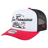 Men's New Era White/Scarlet San Francisco 49ers Foodie 9FIFTY A-Frame Trucker Snapback Hat
