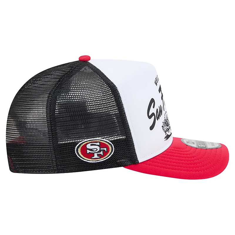 Casquette trucker snapback New Era blanche et écarlate San Francisco 49ers Foodie 9FIFTY pour homme