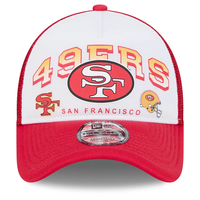 Casquette ajustable 9FORTY avec mot-symbole rétro San Francisco 49ers New Era blanc/écarlate pour hommes