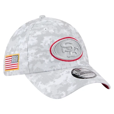 Men's New Era White San Francisco 49ers 2025 Salute to Service Fan Pack 39THIRTY Flex Hat