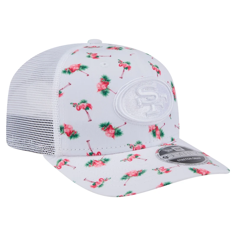 Casquette extensible à bouton-pression New Era blanche pour homme, motif flamant rose Adventure 9SEVENTY des San Francisco 49ers