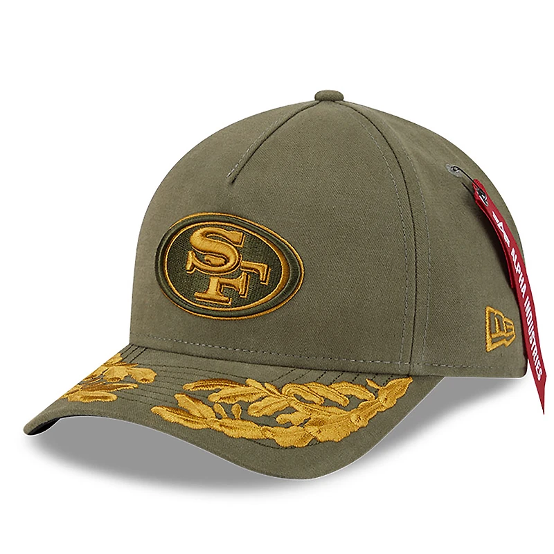 Men's New Era x Alpha Industries  Olive San Francisco 49ers A-Frame 9FORTY Adjustable Hat