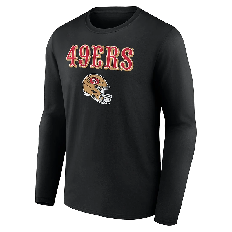 Men's Nick Bosa Black San Francisco 49ers Team Wordmark Name & Number Long Sleeve T-Shirt