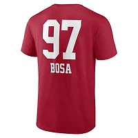 T-shirt pour homme Nick Bosa Scarlet avec nom et numéro de l'équipe des 49ers San Francisco