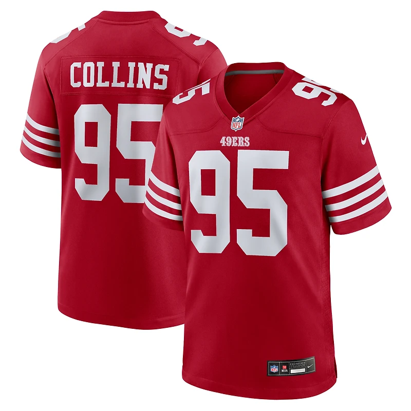 Maillot Nike Alfred Collins Scarlet pour homme, équipe des 49ers de San Francisco
