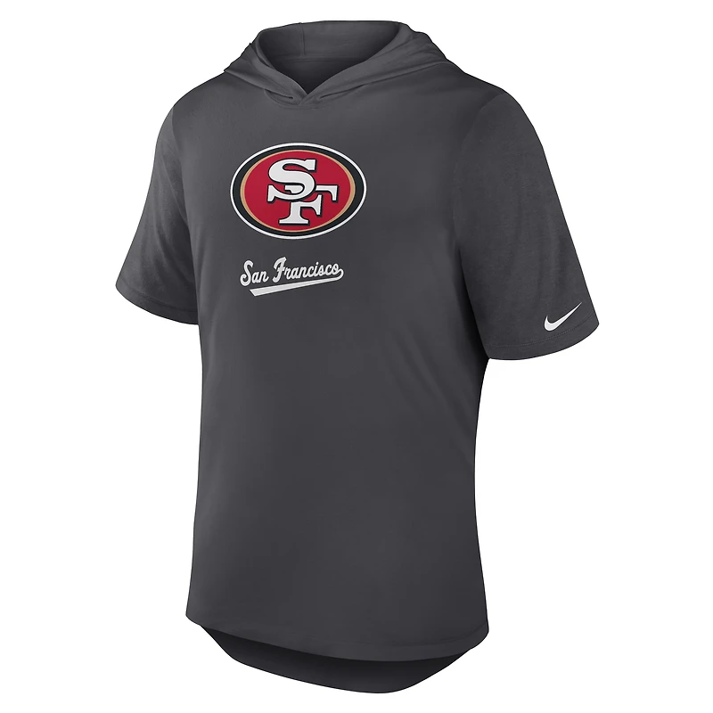 T-shirt à capuche Nike Anthracite San Francisco 49ers Tri-Blend Performance pour homme
