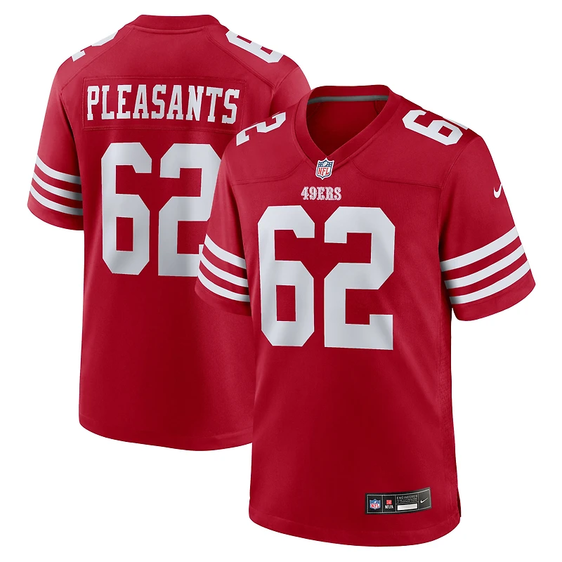 Maillot de match Nike Austen Pleasants Scarlet des San Francisco 49ers pour homme