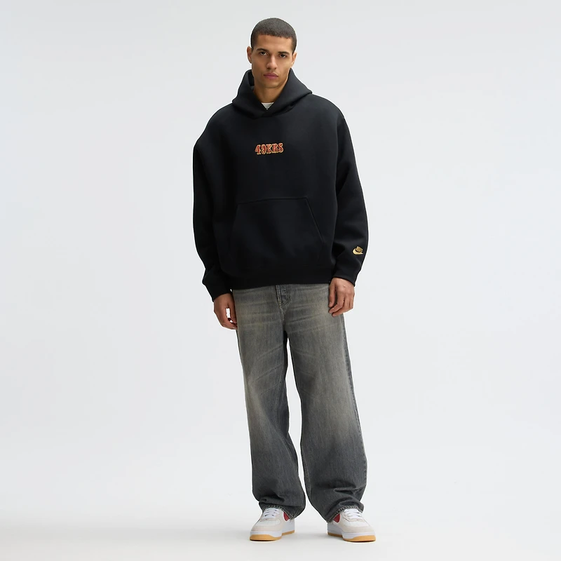 Sweat à capuche oversize en polaire technique Nike pour homme, collection San Francisco 49ers 2025, noir.