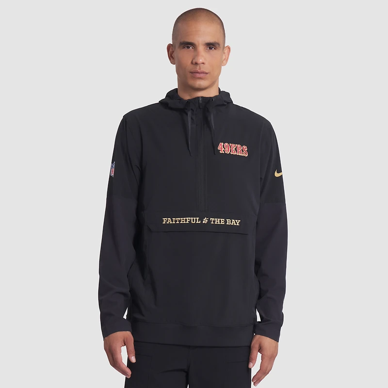 Men's Nike Black San Francisco 49ers 2025 Rivalries Collection Sideline Anorak Half-Zip Hoodie Jacket