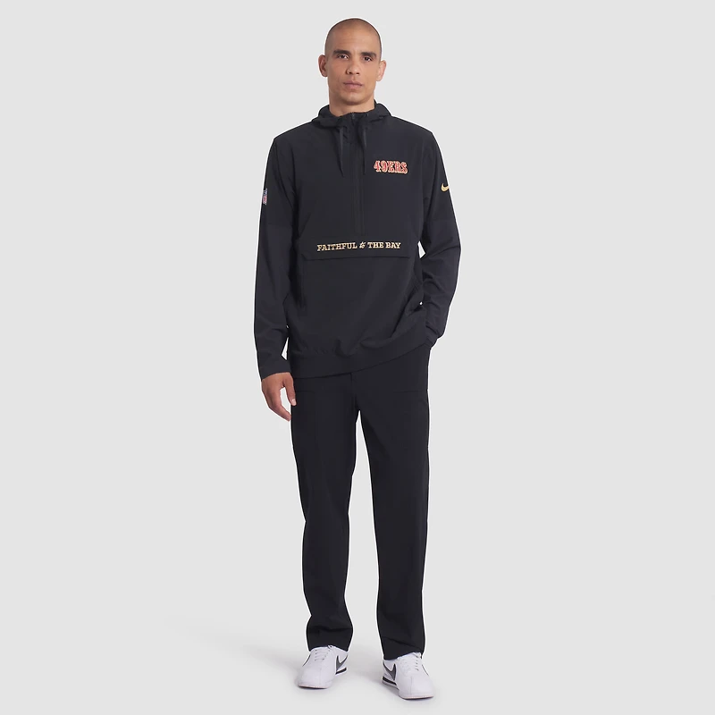 Men's Nike Black San Francisco 49ers 2025 Rivalries Collection Sideline Anorak Half-Zip Hoodie Jacket