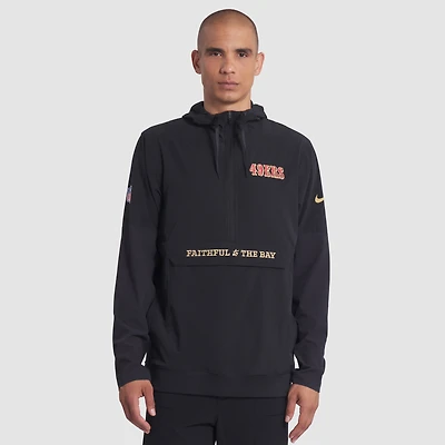 Men's Nike Black San Francisco 49ers 2025 Rivalries Collection Sideline Anorak Half-Zip Hoodie Jacket