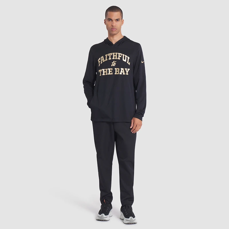 Men's Nike Black San Francisco 49ers 2025 Rivalries Collection Sideline Dri-FIT Long Sleeve Hoodie T-Shirt