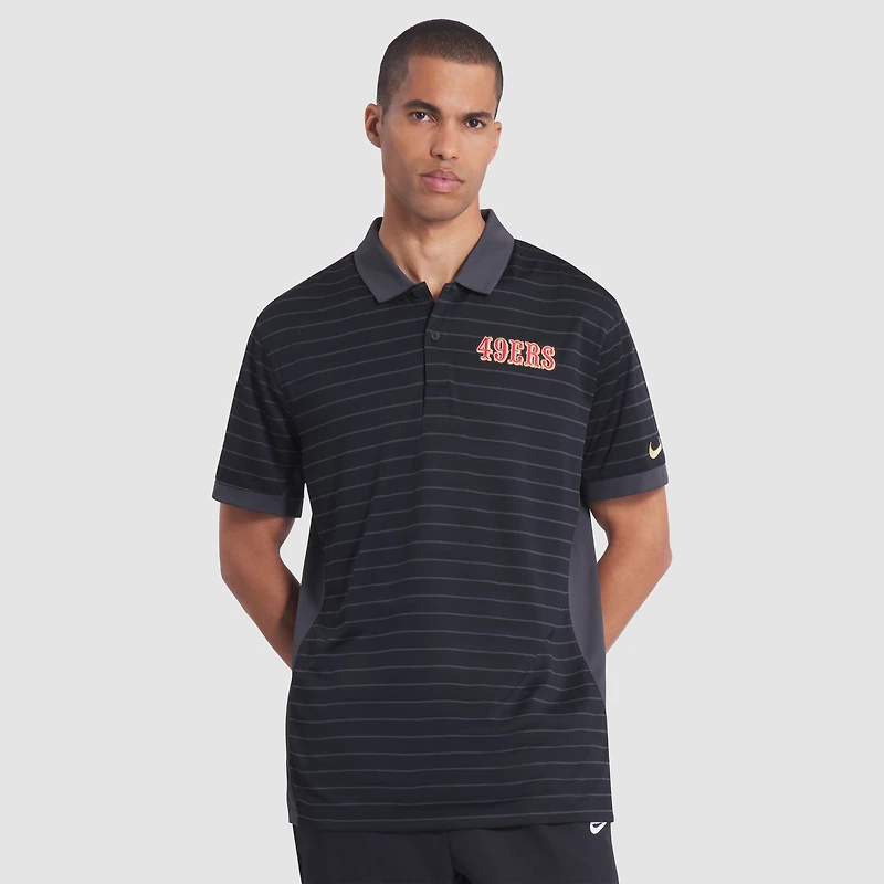 Polo Nike noir Dri-FIT à rayures pour homme, collection Rivalries 2025 des San Francisco 49ers